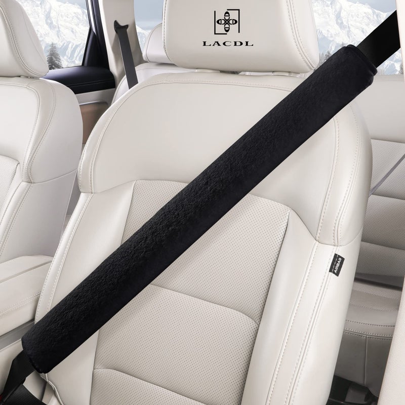 LACDL Extra Long Seatbelt Cover Super Soft Furry for Adults Kids Women & Men  Thick Plush Full Car Seat Belt Strap Cushion  Fluffy Shoulder Pad Protector  Auto Interior Accessories  1pc  Black  15.5in - Image 2